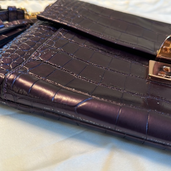 COACH Purple Embossed Leather Reptile Oversized Clutch Mega Wristlet - Picture 15 of 15